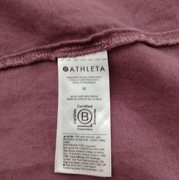 Athleta Baja Linen Midi Dress In Tawny Rose. Size M - Picture 4 of 11